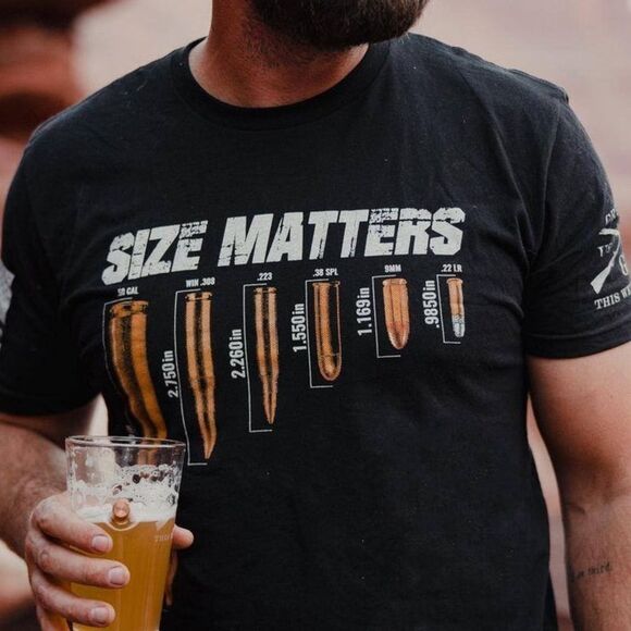 Grunt Style Men’s Black Size Matters Short Sleeve Tee - Picture 1 of 7
